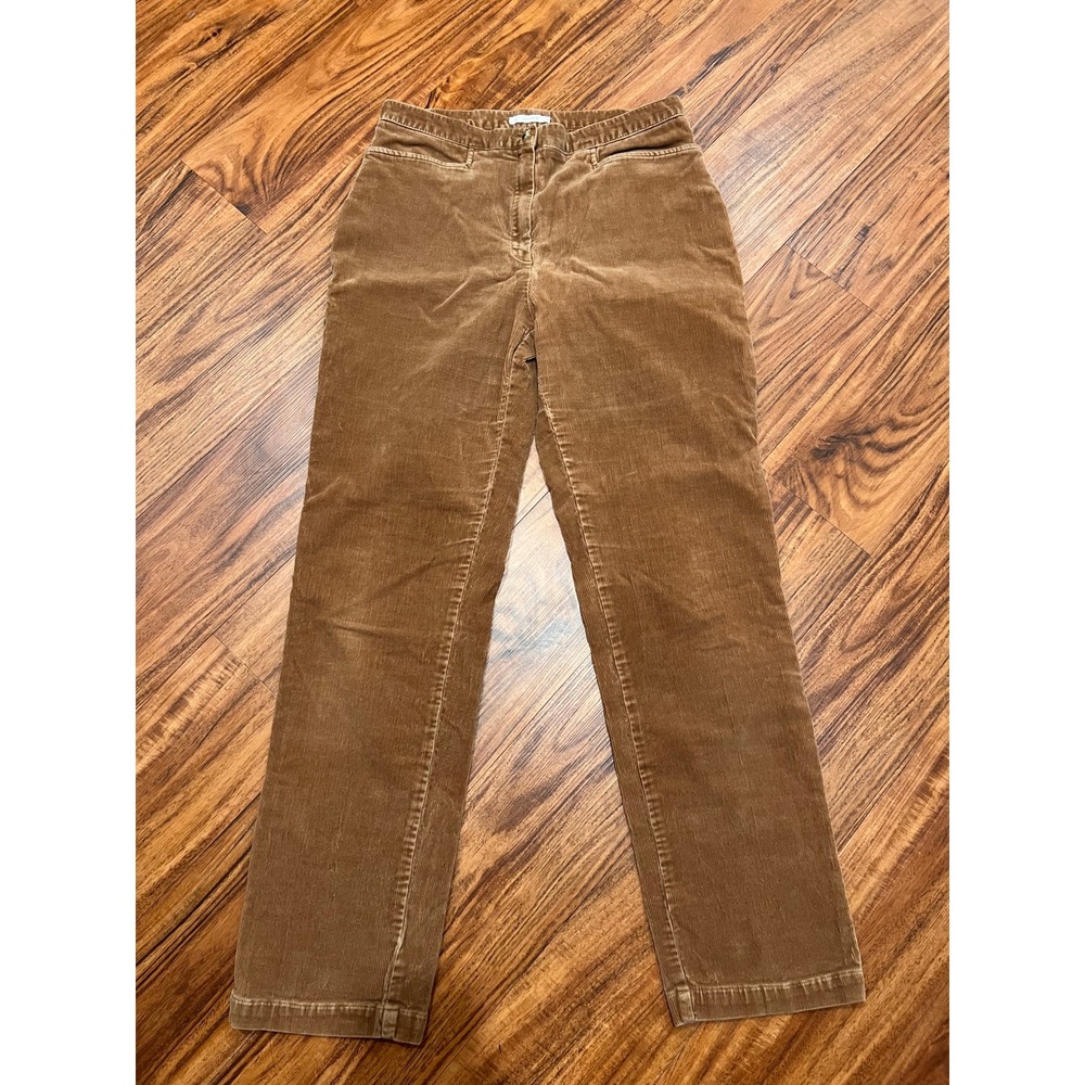 Jones Sport Corduroy Pants Women 10 Brown Excellent Stretch Straight Leg Casual